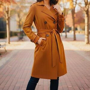 Like New Kendall + Kylie Faux Suede Burnt Orange Trench Coat W/Pockets Size M